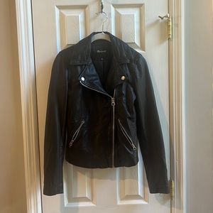 Madewell’s The Washed Leather Motorcycle Jacket - Size XS